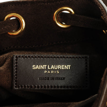 Saint Laurent Suede Calfskin Small Emmanuelle Fringe Bucket Bag Brown 7 of 8