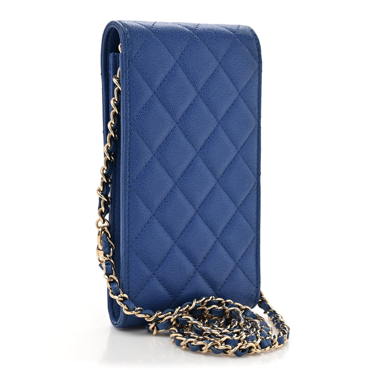 Chanel Caviar Quilted CC Airpods Pro and Phone Case With Chain Blue 4 of 12