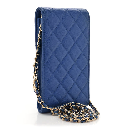 Chanel Caviar Quilted CC Airpods Pro and Phone Case With Chain Blue 4 of 12