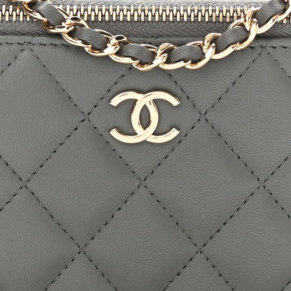 Chanel Lambskin Quilted Small Top Handle Vanity Case With Chain Grey 9 of 12