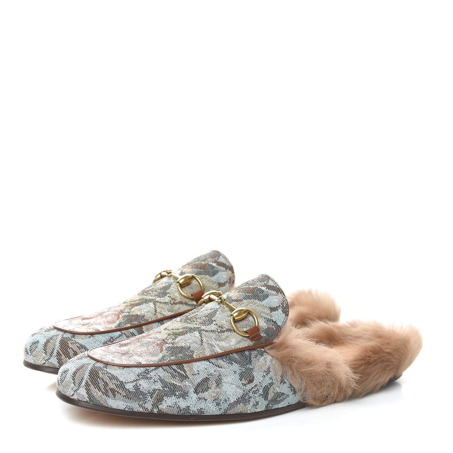Jacquard Fur Floral Mens Princetown Slippers 10 Multicolor