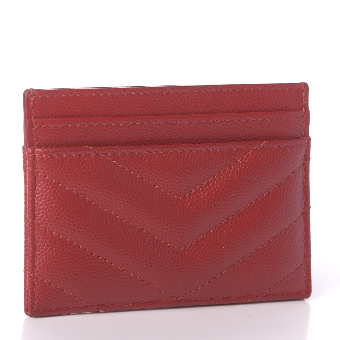 Grain De Poudre Matelasse Chevron Monogram Credit Card Case New Red