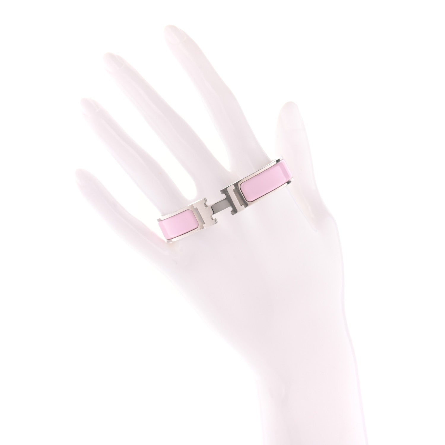 Hermes Enamel Narrow Clic Clac H Bracelet PM Rose Dragee 2 of 4