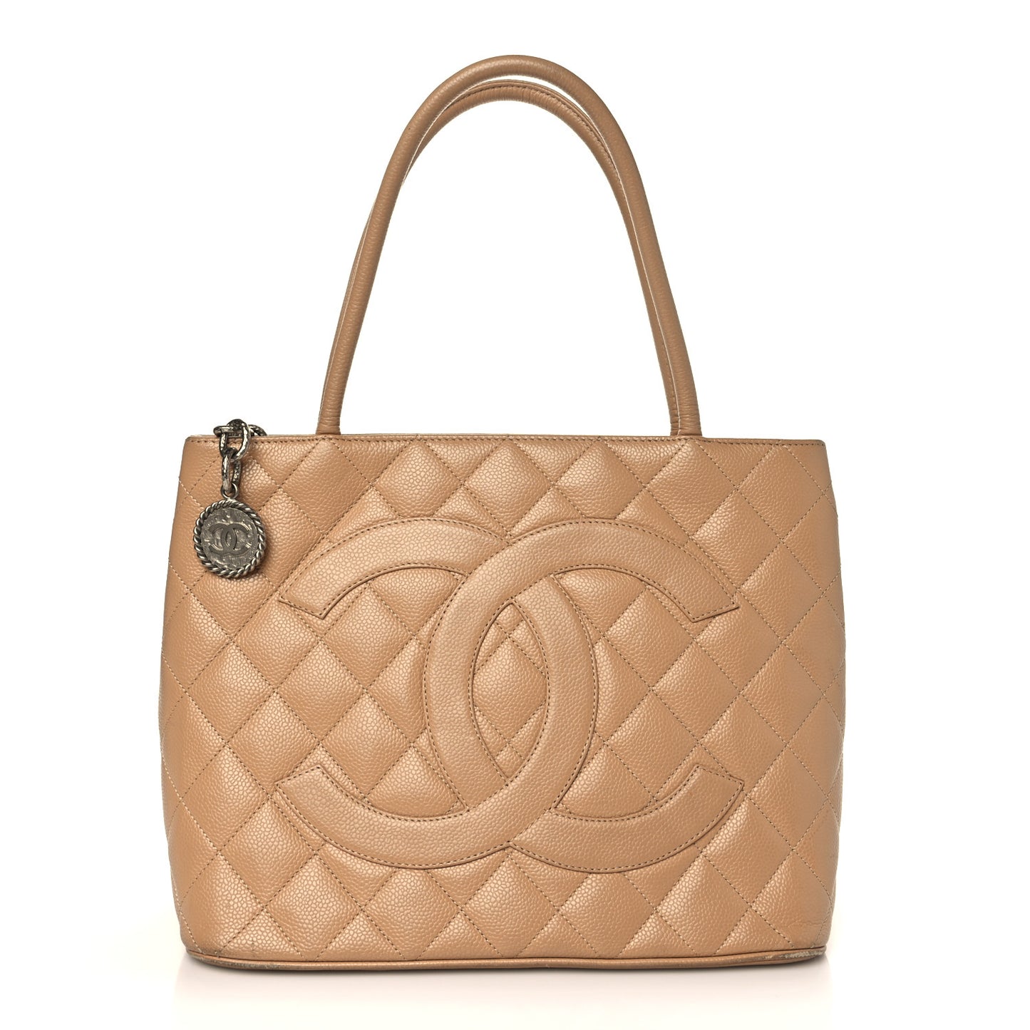 Caviar Quilted Medallion Tote Beige