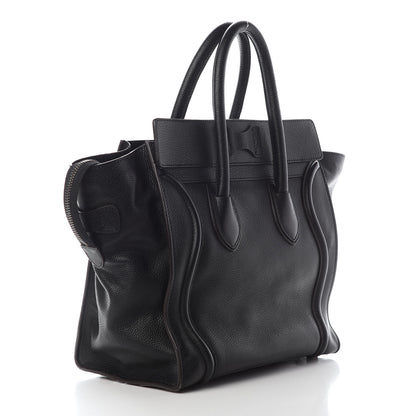 Celine Drummed Calfskin Mini Luggage Black 3 of 8