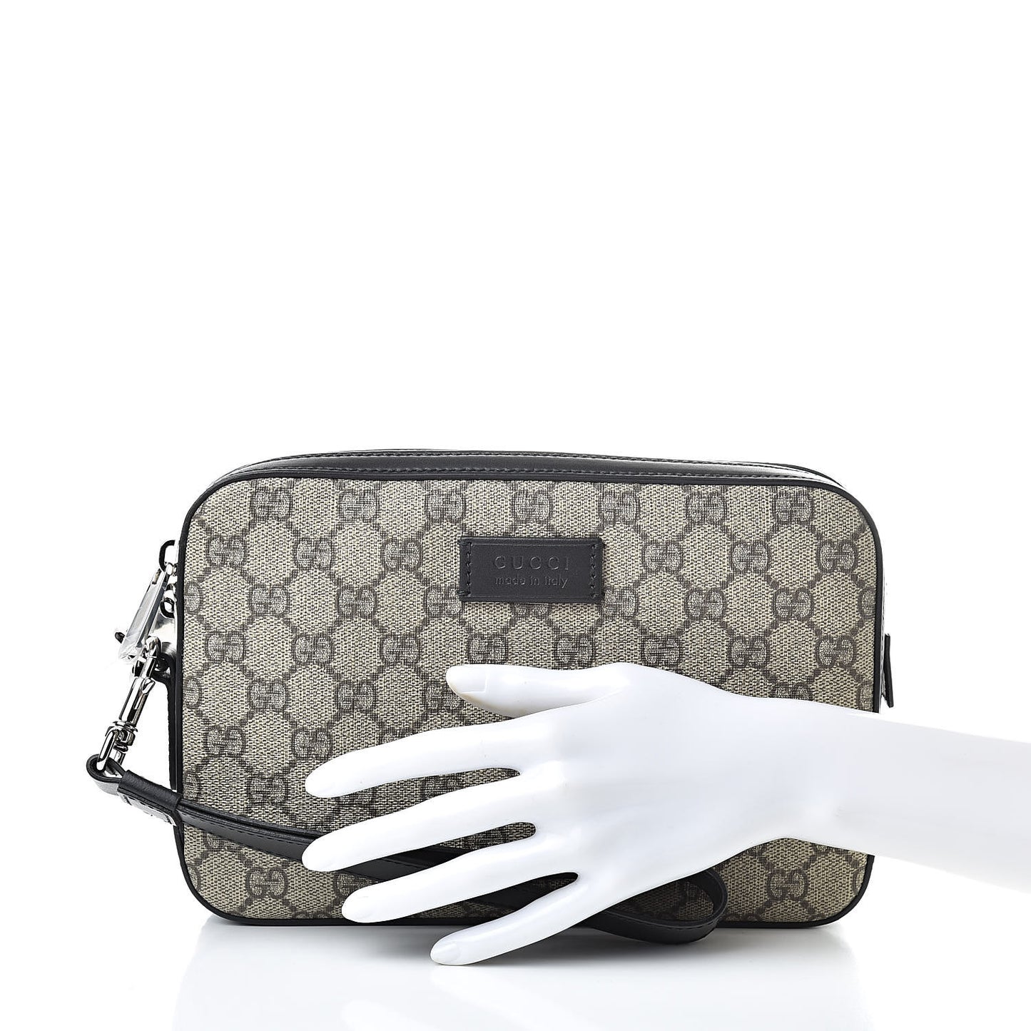 GG Supreme Monogram Eden Wrist Pouch Black
