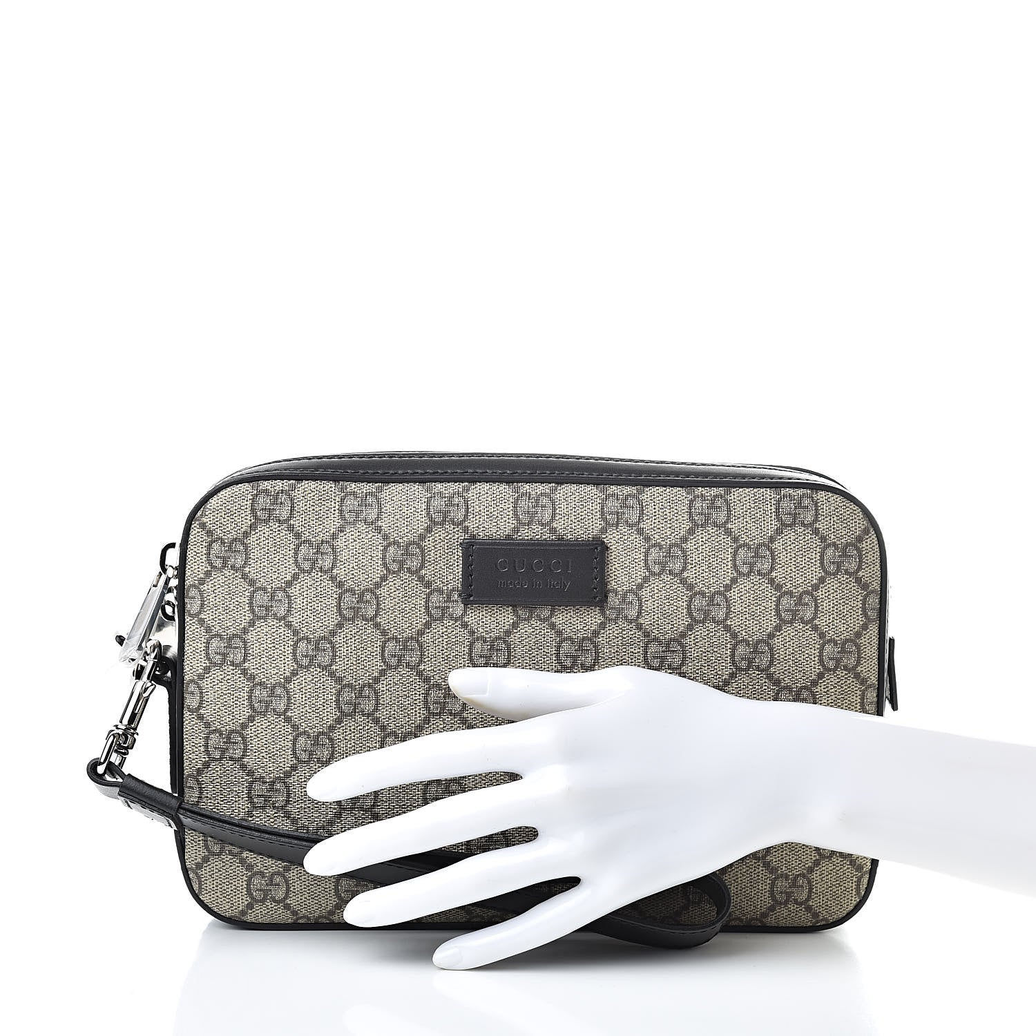 Gucci GG Supreme Monogram Eden Wrist Pouch Black 2 of 7