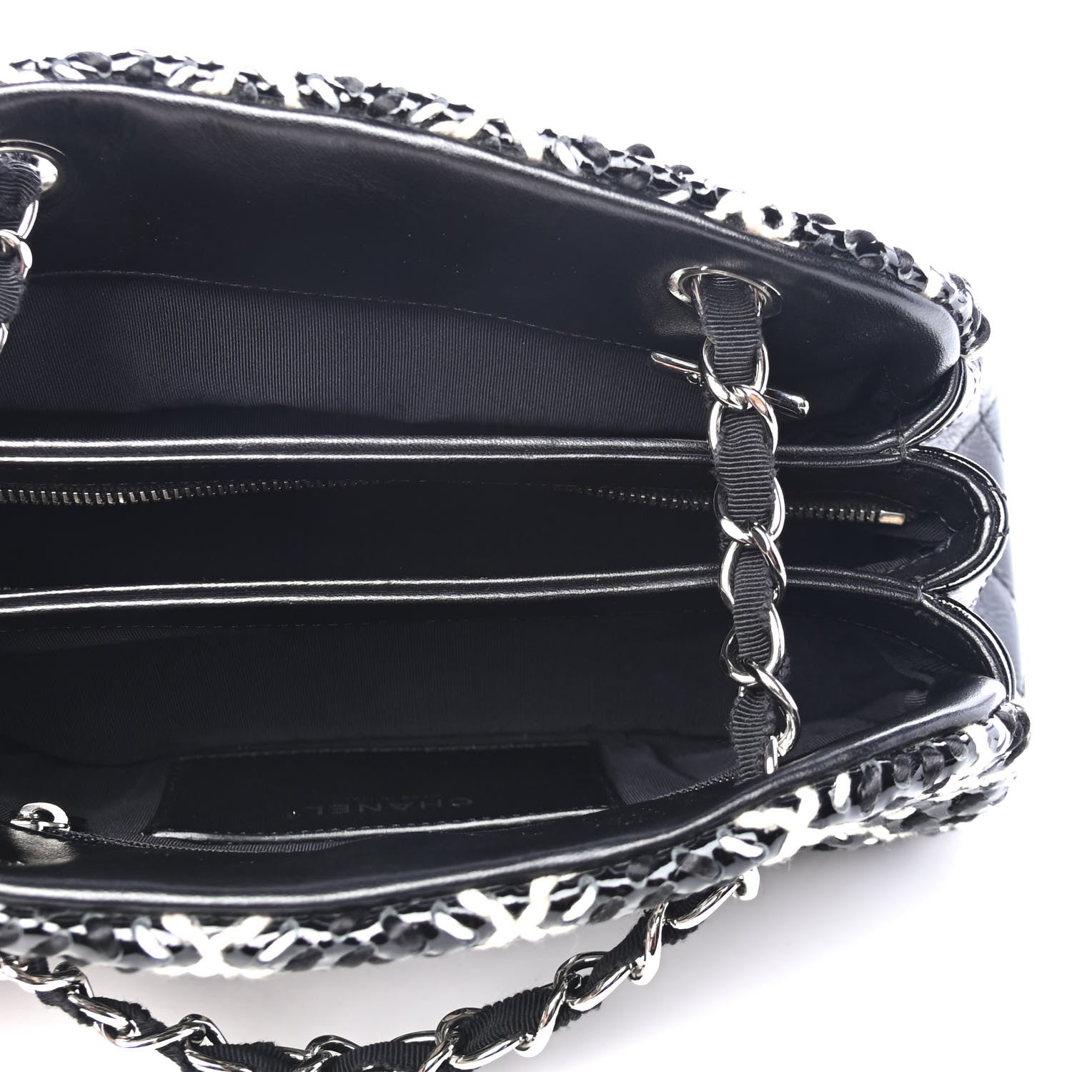 Chanel Patent Hand Embroidered Medium Just Mademoiselle Black 5 of 5