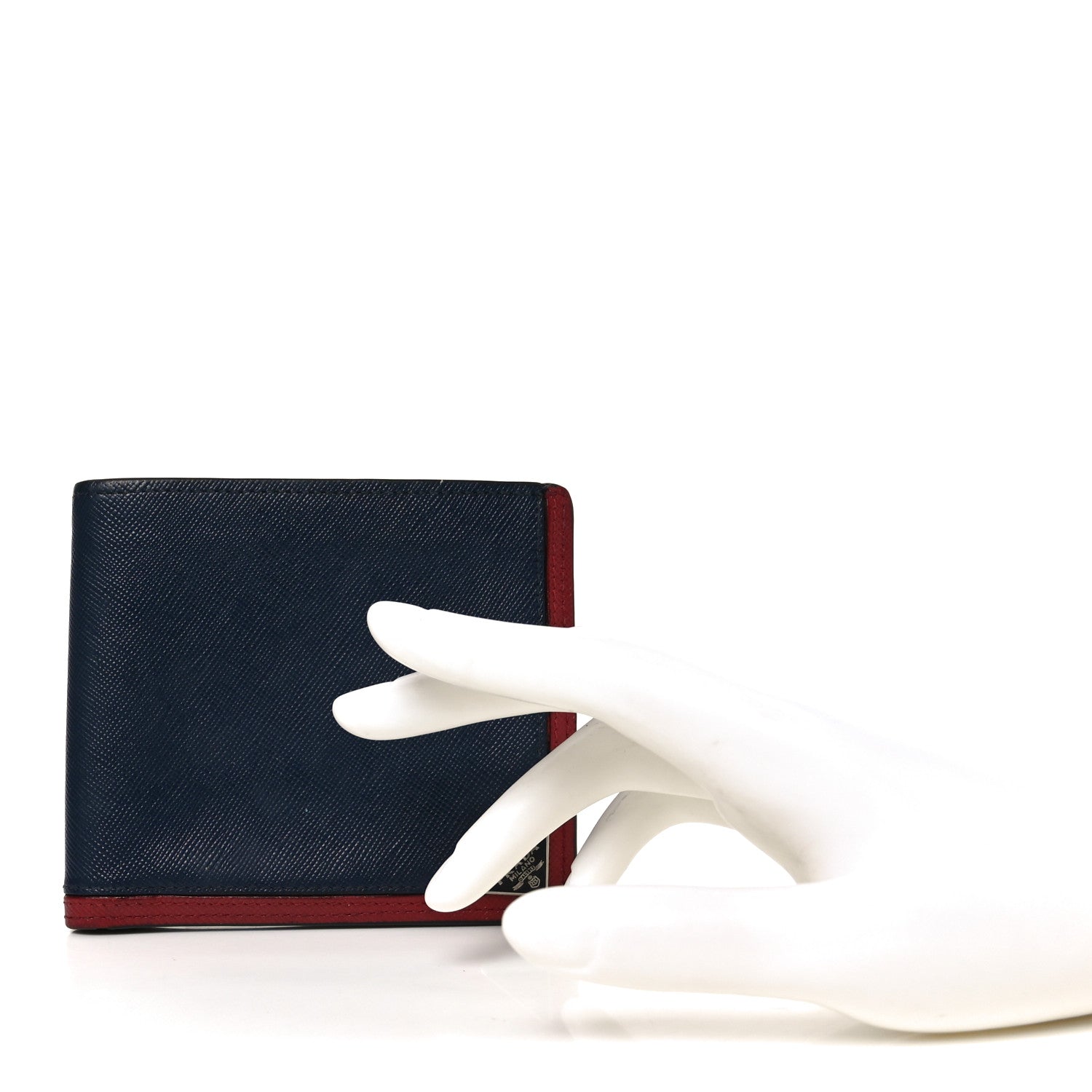Prada Saffiano Bi-Fold Wallet Baltico Fuoco 2 of 7
