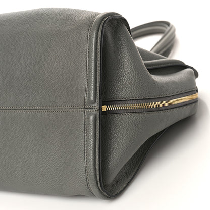 Alexander McQueen Pebbled Calfskin Large Skull Padlock Zip Around Tote Dark Grey 8 of 9