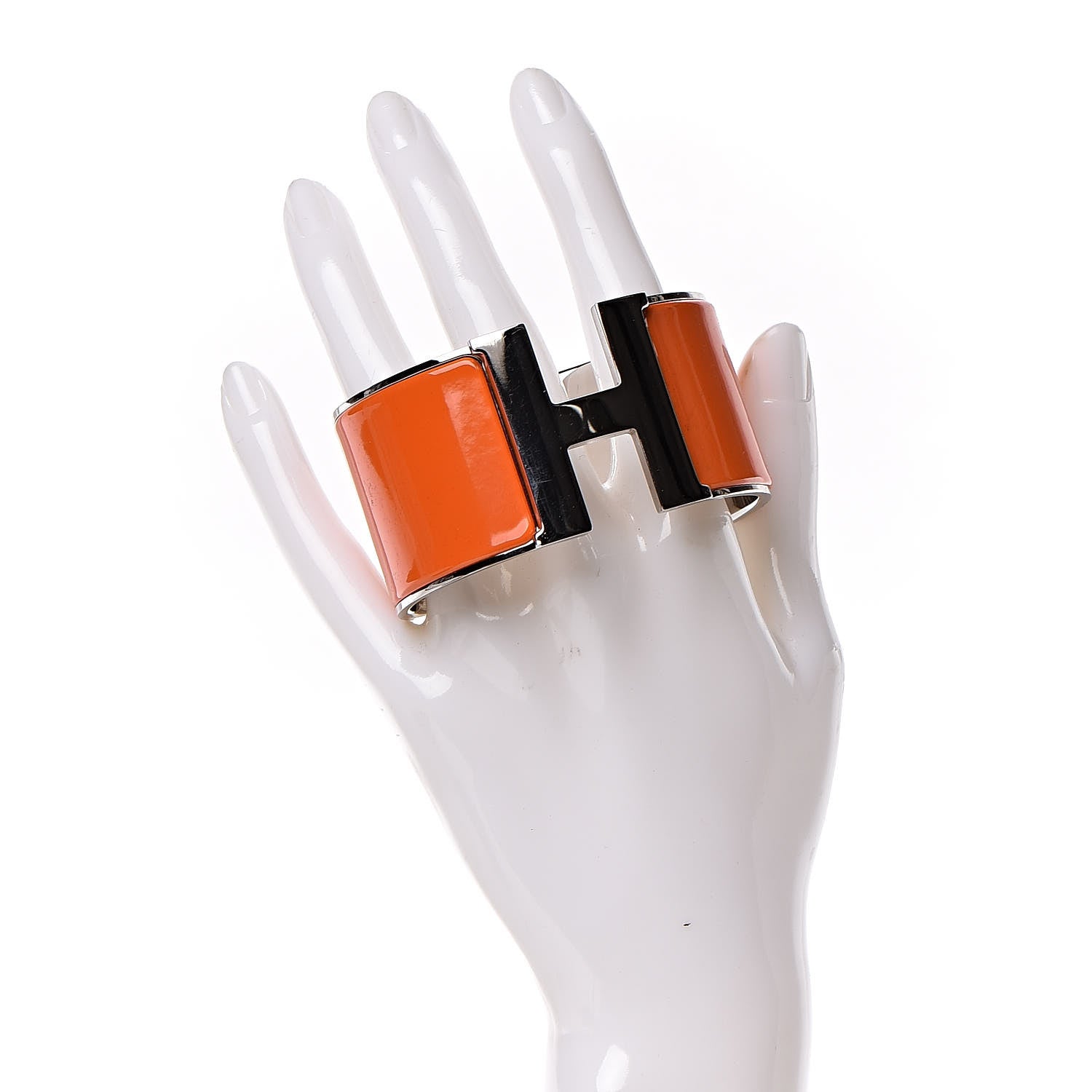 Hermes Enamel Extra Wide Clic Clac H Bracelet GM Orange 2 of 6