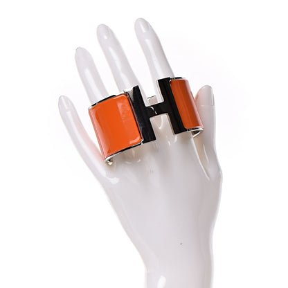 Hermes Enamel Extra Wide Clic Clac H Bracelet GM Orange 2 of 6