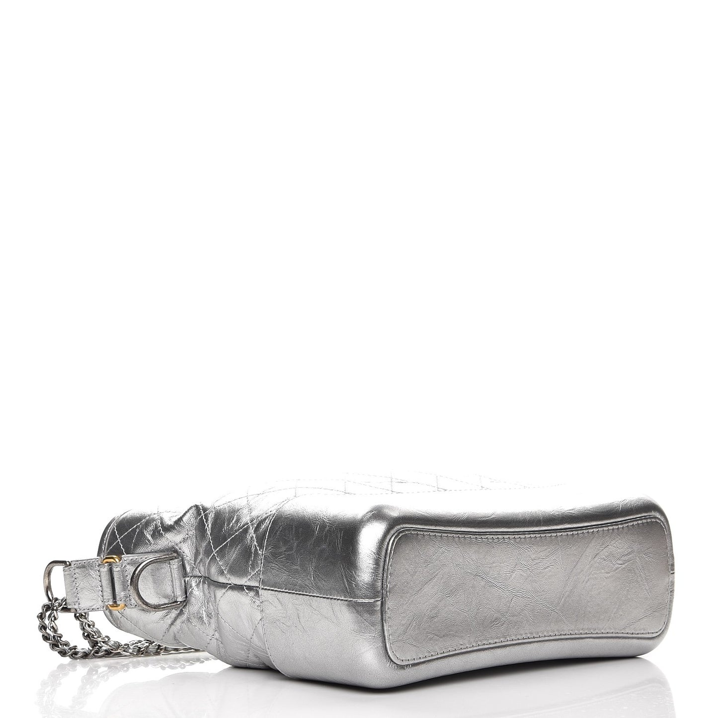 Metallic Aged Calfskin Quilted Medium Gabrielle Silver