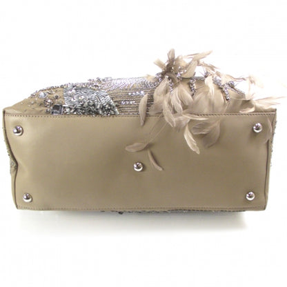 Valentino Garavani Feather Sequin Alice Glam Frame Satchel Beige 4 of 11