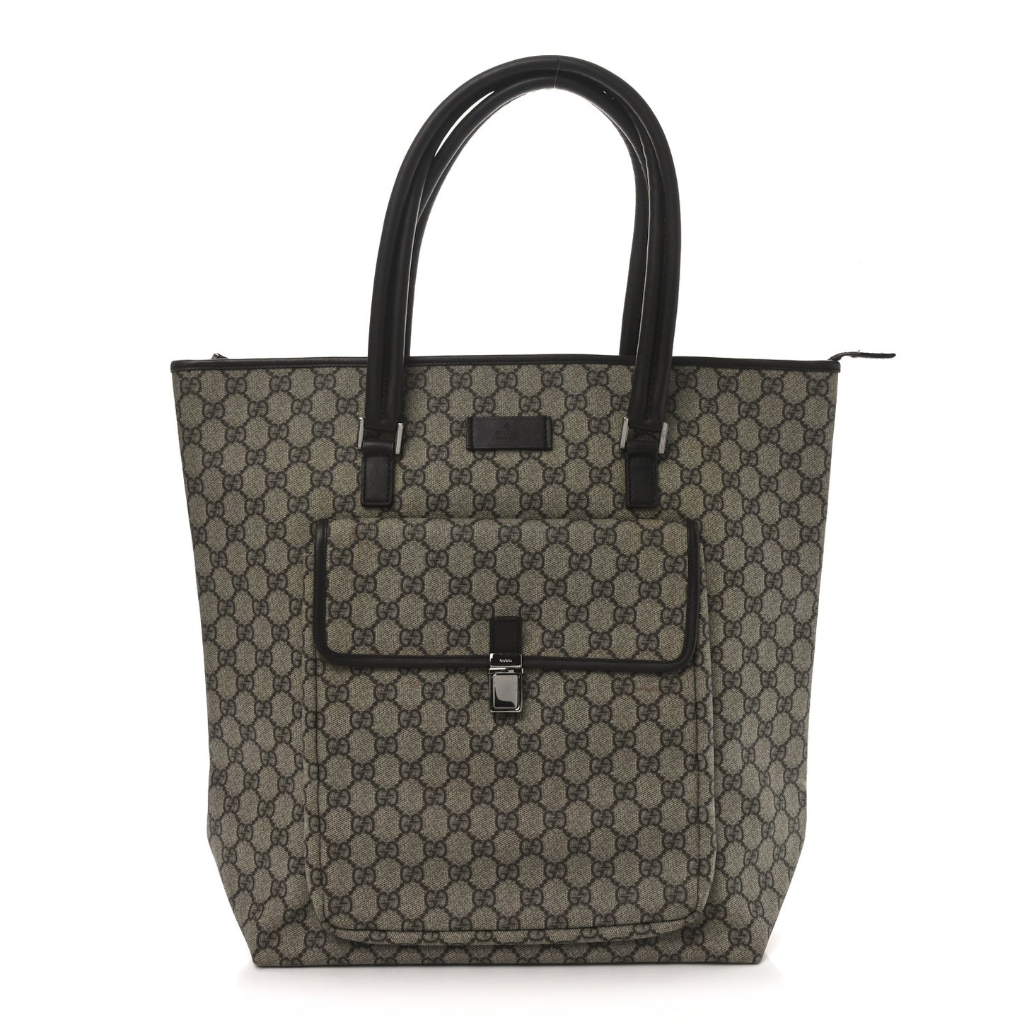 GG Supreme Monogram Vertical Front Pocket Shopping Tote Brown