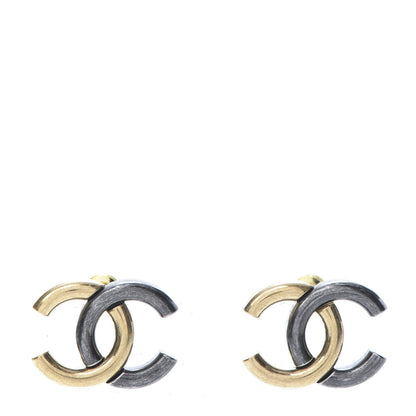 Chanel Metal CC Earrings Gold Ruthenium 1 of 5