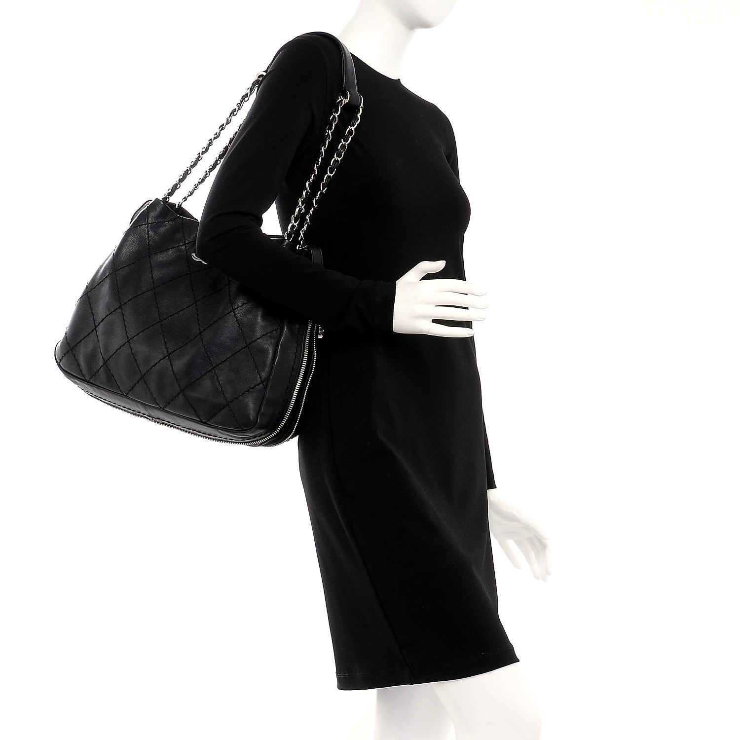 Chanel Lambskin Expandable Tote Black 2 of 7