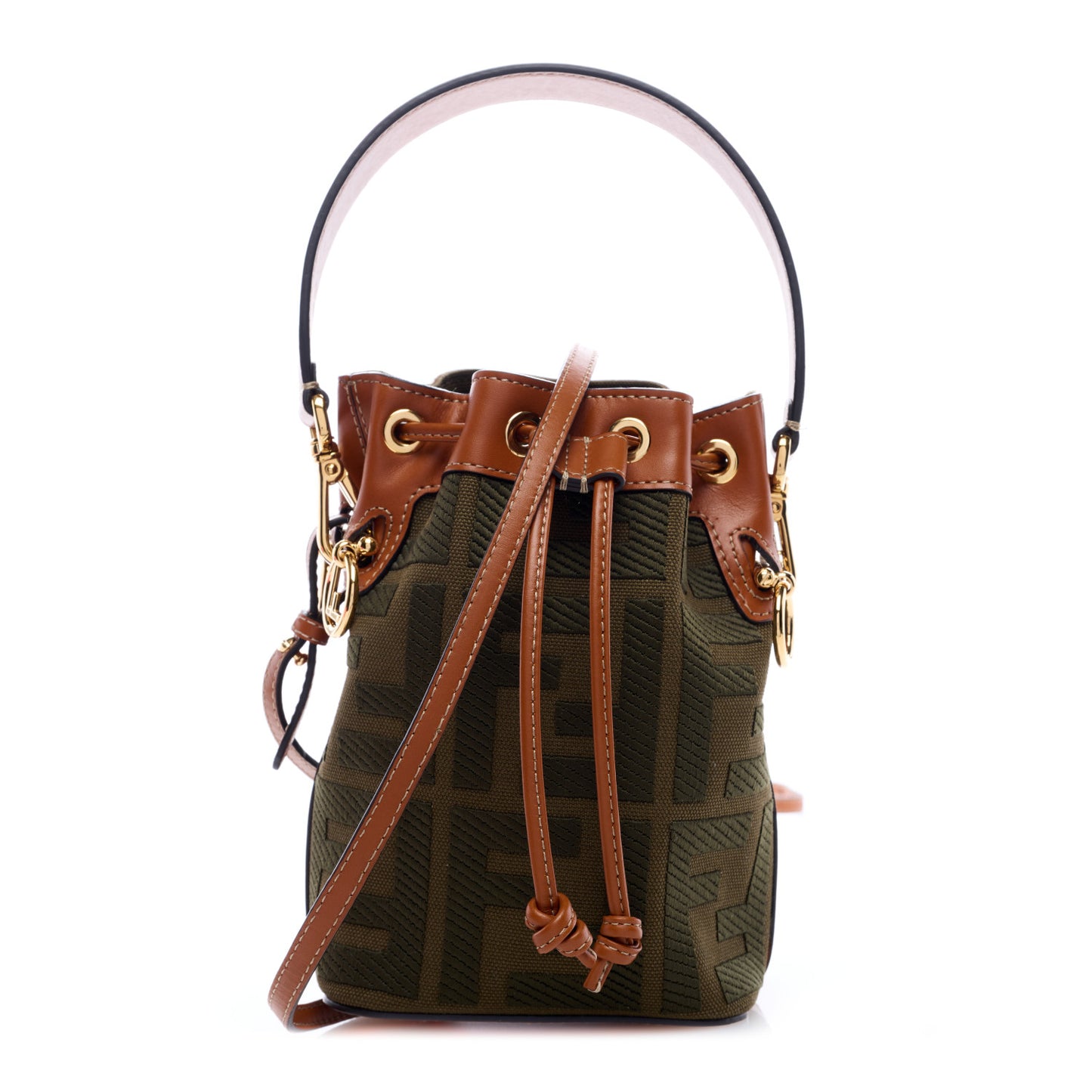 Canvas Vitello King F is Fendi FF Embroidered Mini Mon Tresor Bucket Bag Amazzonia Cuoio