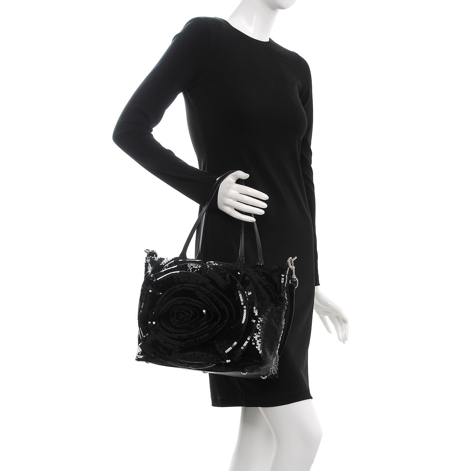 Valentino Garavani Sequin Petale Tote Black 2 of 8