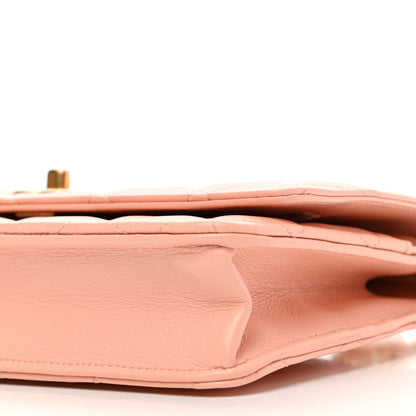 Chanel Lambskin Quilted Pearl Crush Wallet on Chain WOC Light Orange 9 of 9