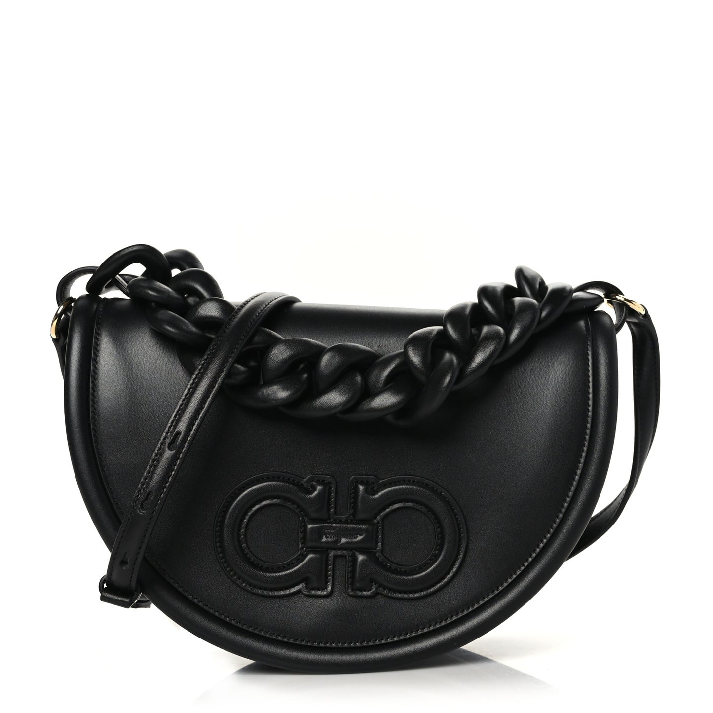 Calfskin Aura Shoulder Bag Black