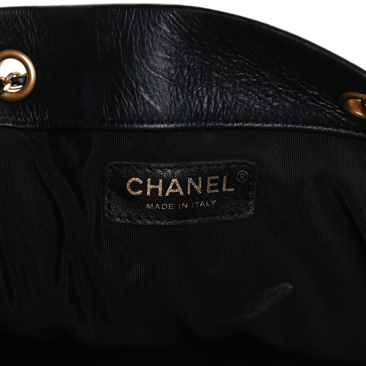 Iridescent Crumpled Calfskin Coco Pleats Drawstring Bag Black