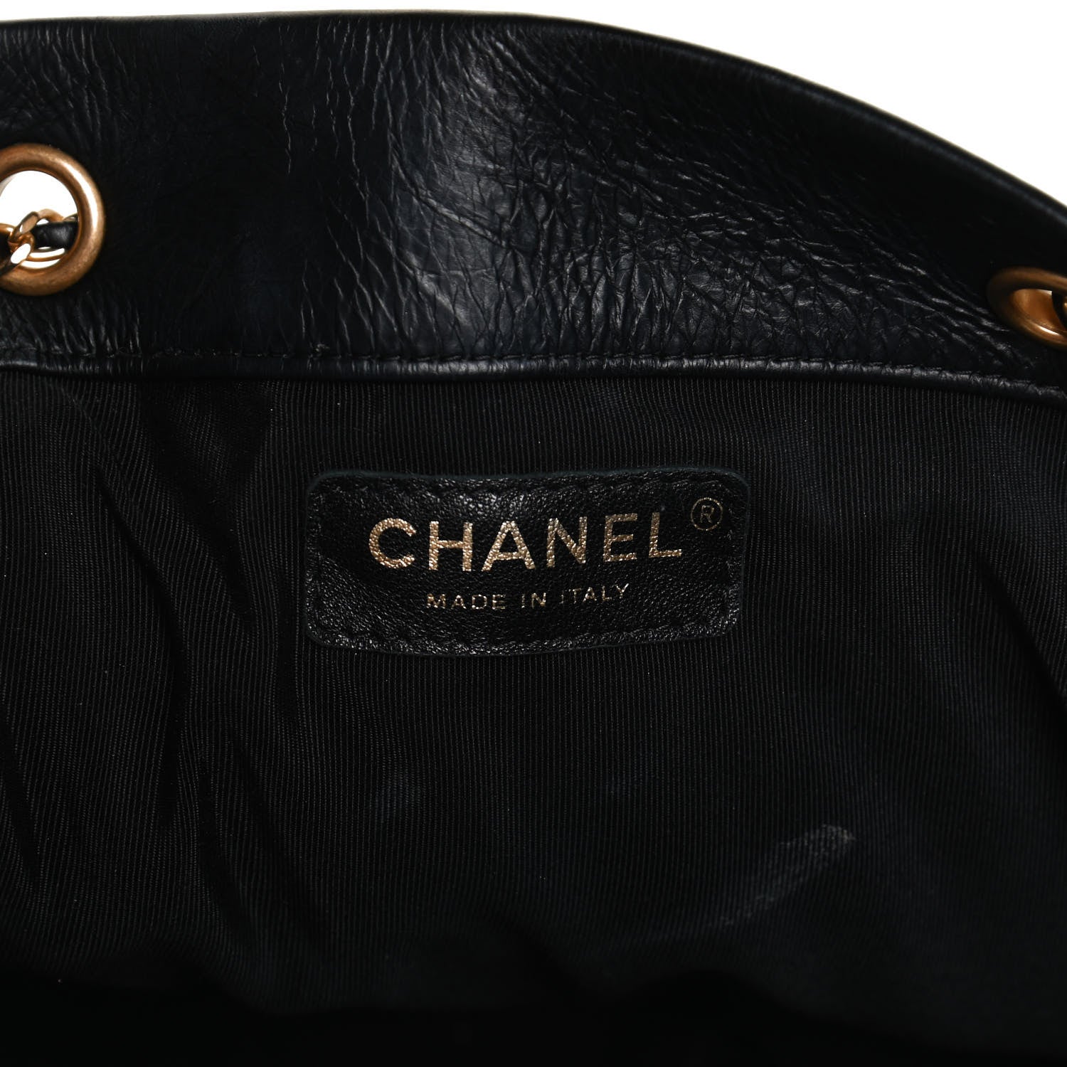 Chanel Iridescent Crumpled Calfskin Coco Pleats Drawstring Bag Black 6 of 12