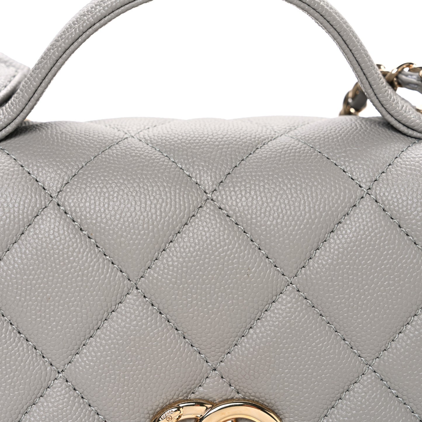 Caviar Quilted Small Business Affinity Flap Grey
