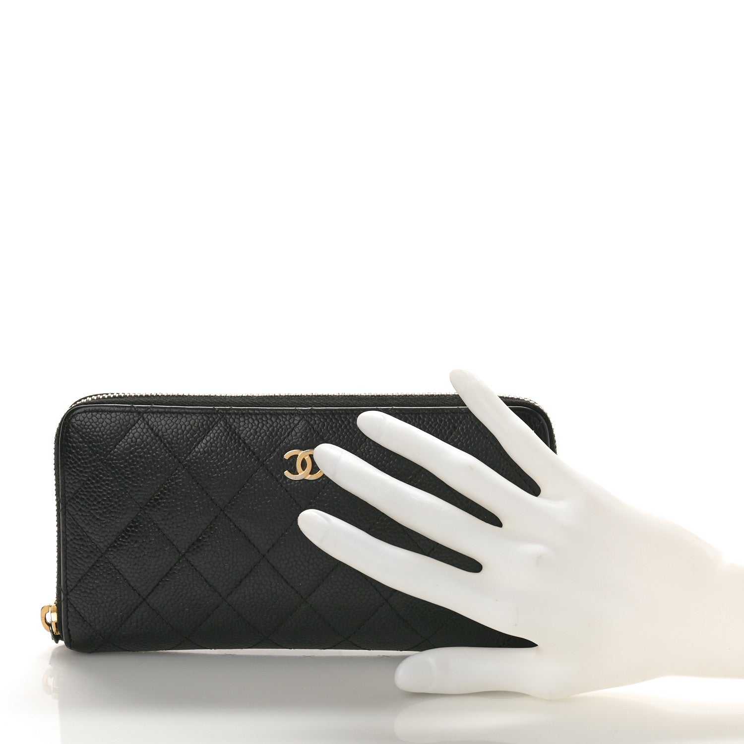 Chanel Caviar Quilted Large Gusset Zip Around Wallet Black 2 of 12