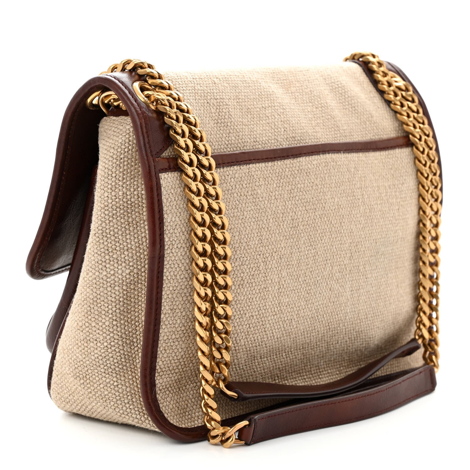 Saint Laurent Cotton Canvas Vintage Calfskin Monogram Medium Niki Chain Satchel Natural Chocolate 3 of 13