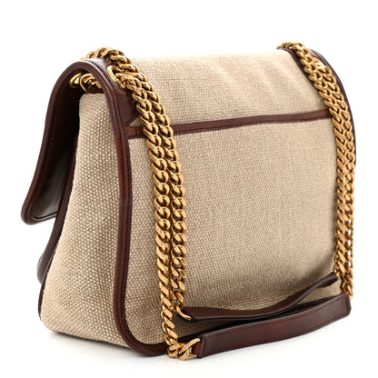 Saint Laurent Cotton Canvas Vintage Calfskin Monogram Medium Niki Chain Satchel Natural Chocolate 3 of 13