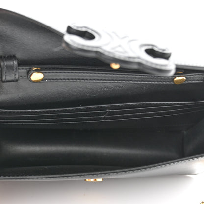 Celine Shiny Calfskin Cuir Triomphe Wallet on Chain Black 5 of 10