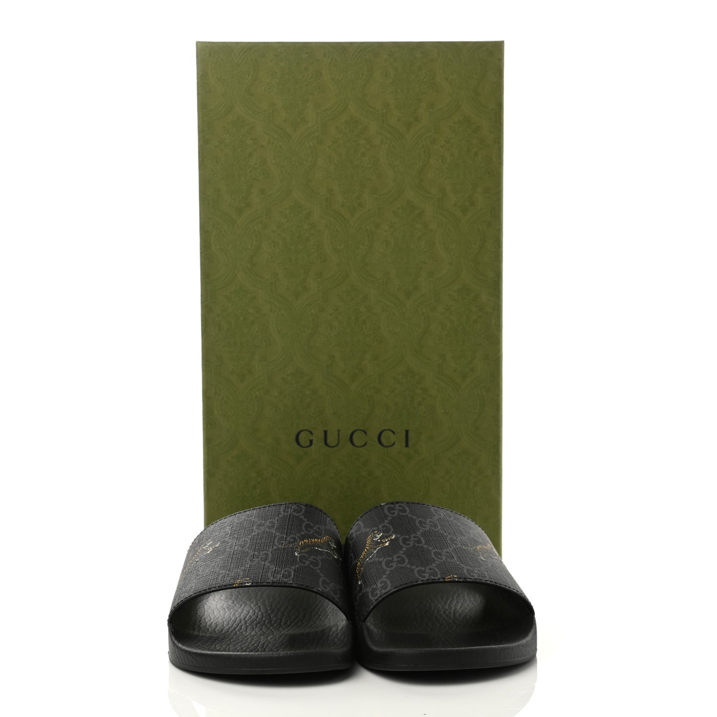 GG Supreme Monogram Tigers Mens Slide Sandals 10 Black Multicolor
