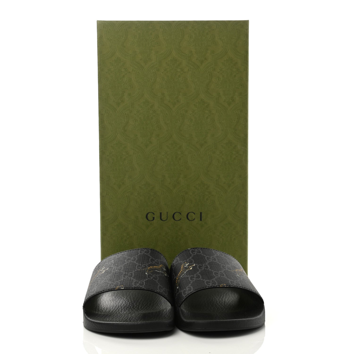 Gucci GG Supreme Monogram Tigers Mens Slide Sandals 10 Black Multicolor 8 of 8