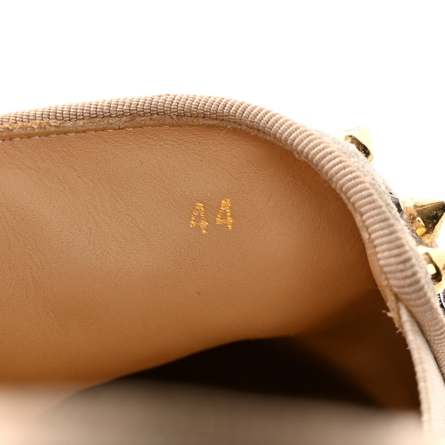 Veau Velours Spikes Womens Roller Boat Flat 44 Gold