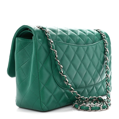 Chanel Lambskin Quilted Jumbo Double Flap Green 3 of 15
