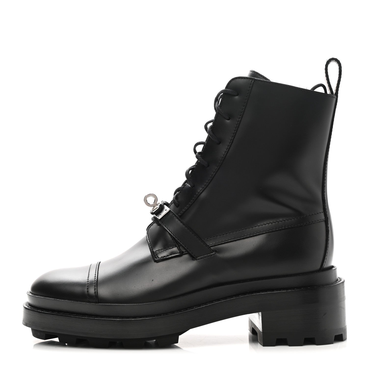 Hermes Glossed Calfskin Funk Ankle Boots 36 Black 1 of 11