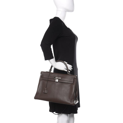 Hermes Taurillon Clemence Kelly Retourne 35 Chocolate 2 of 37