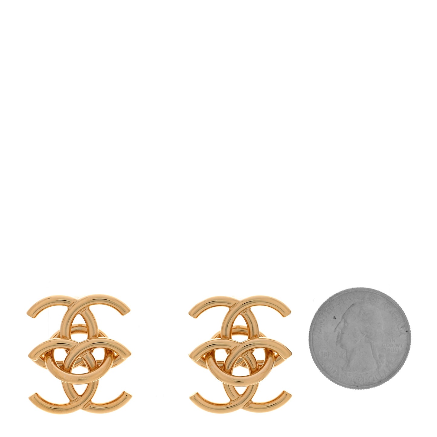 Metal Double CC Interlock Earrings Gold