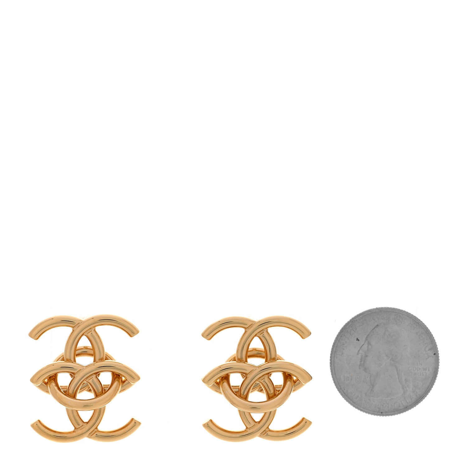 Chanel Metal Double CC Interlock Earrings Gold 2 of 6