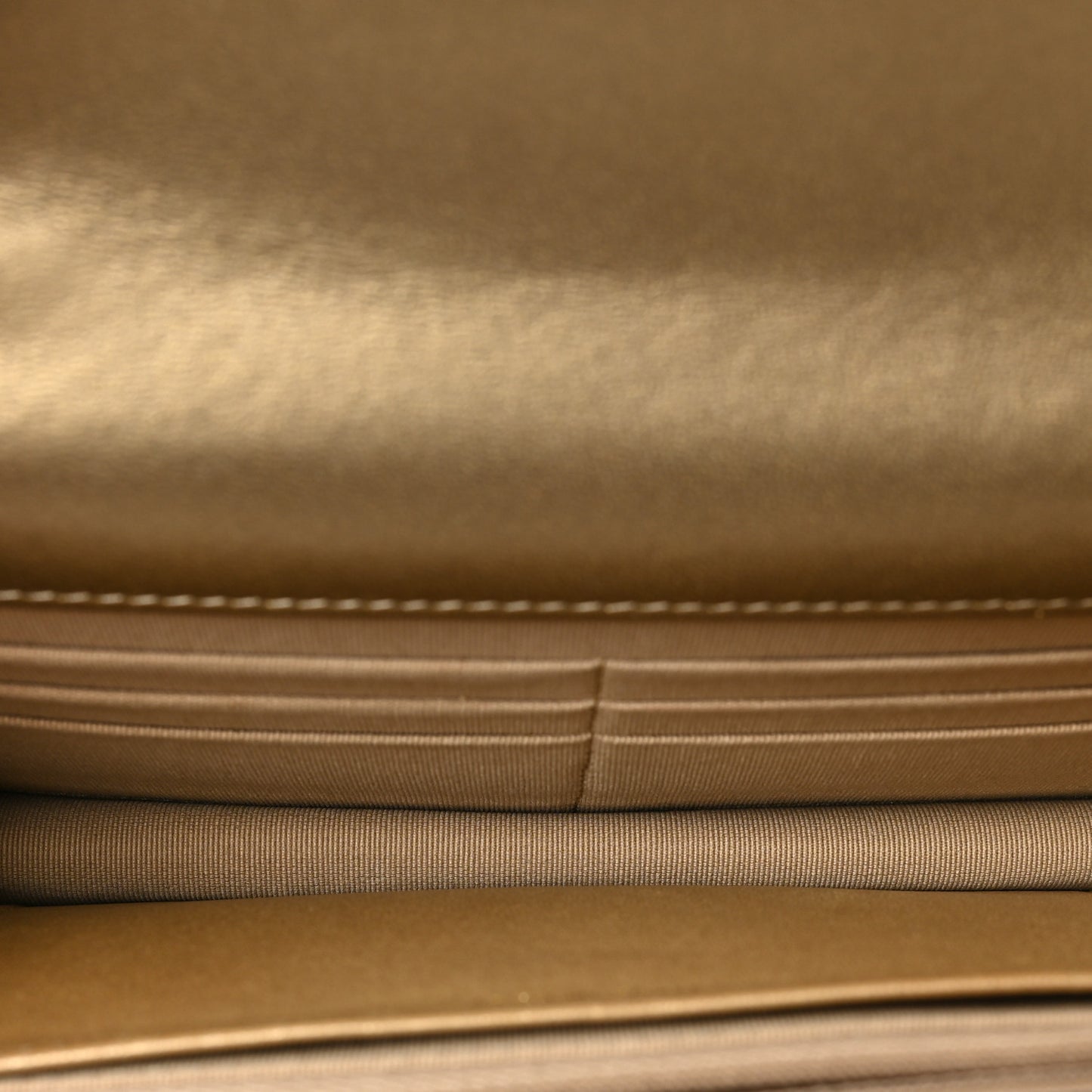 Metallic Lambskin Quilted CC Wallet On Chain WOC Gold