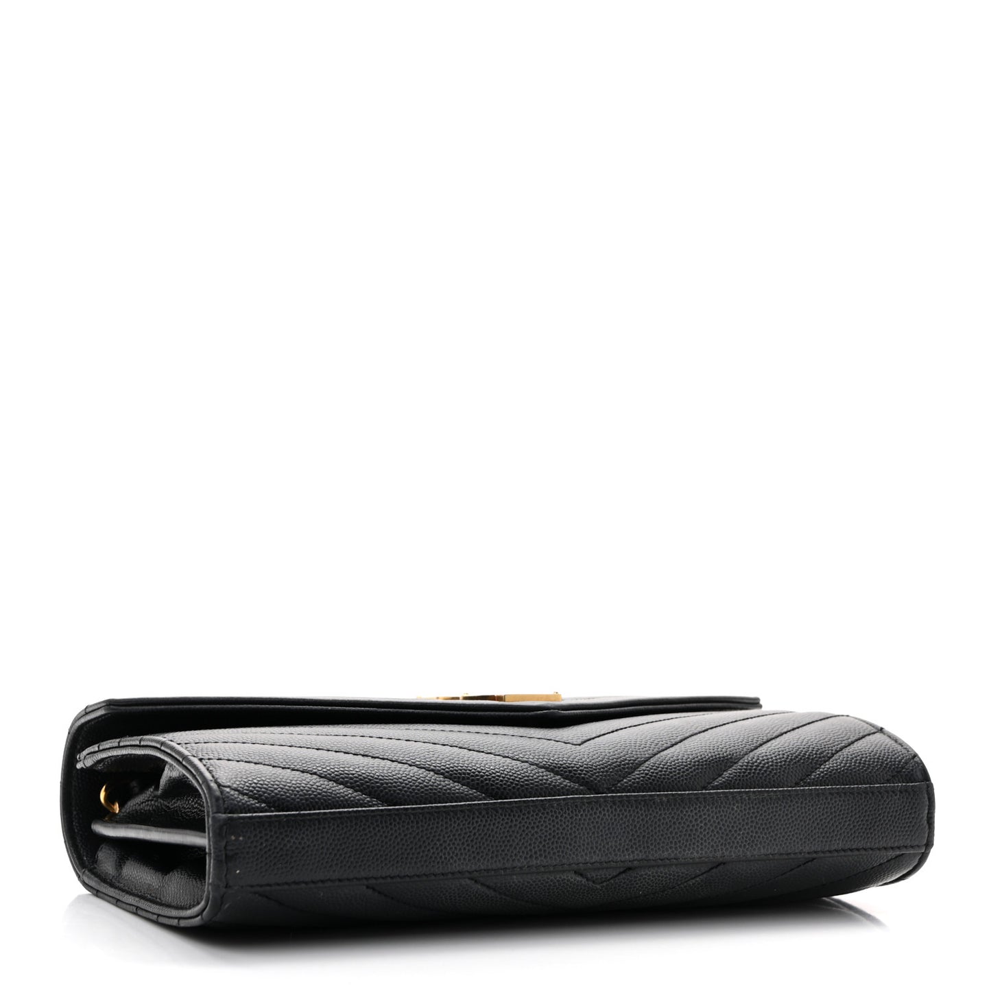 Grain De Poudre Matelasse Chevron Monogram Chain Wallet Black