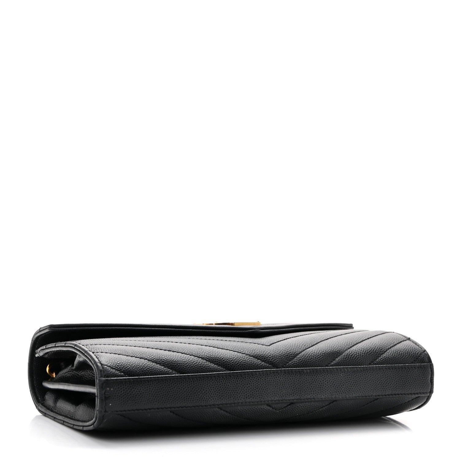 Saint Laurent Grain De Poudre Matelasse Chevron Monogram Chain Wallet Black 4 of 15