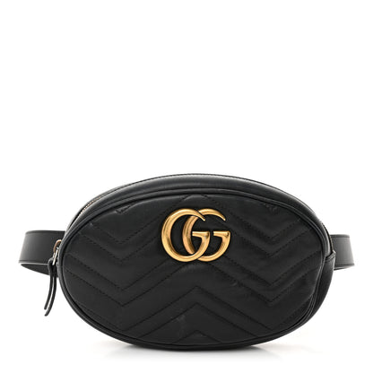Gucci Calfskin Matelasse GG Marmont Belt Bag 75 30 Black 1 of 17