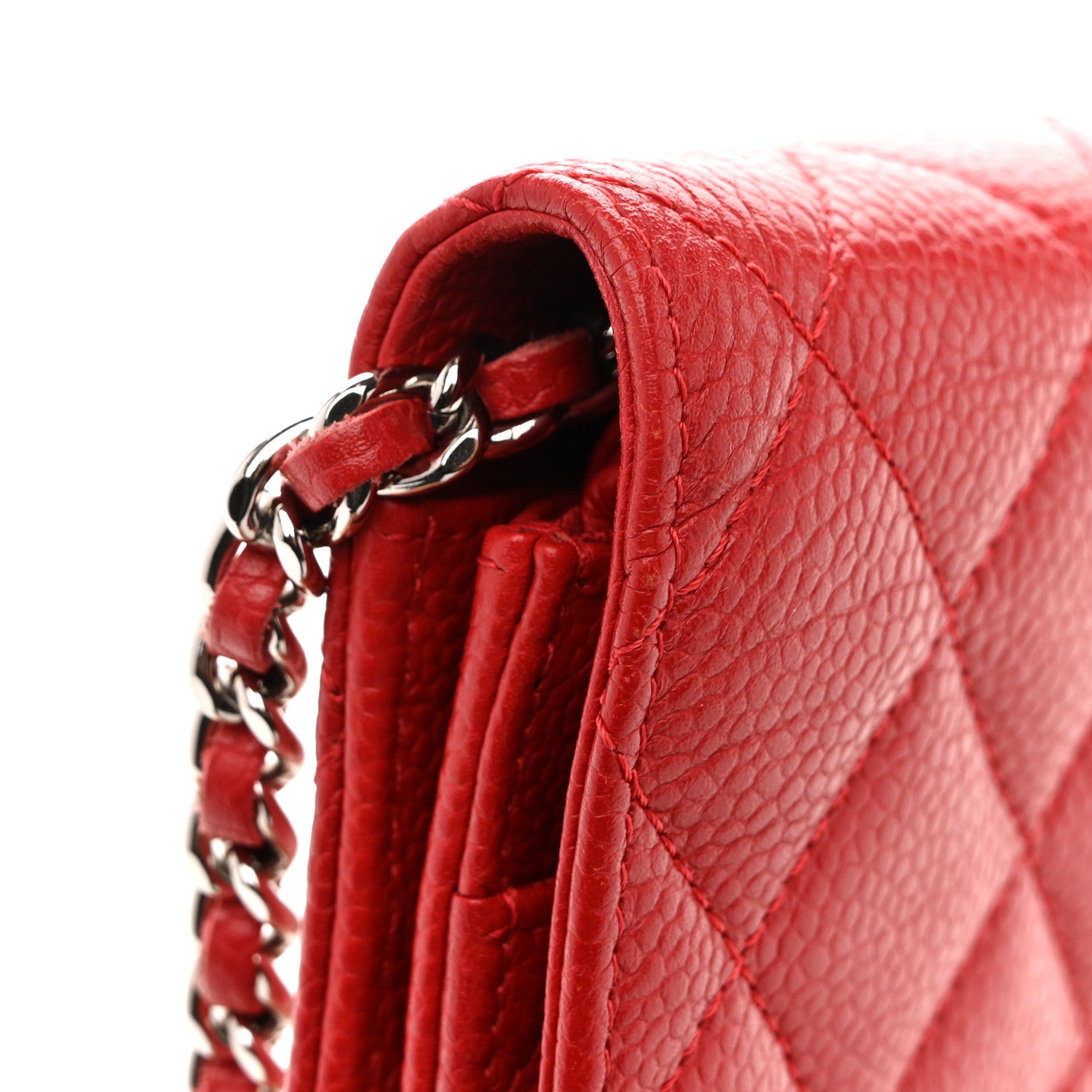 Chanel Caviar Quilted Wallet on Chain WOC Red 15 of 17