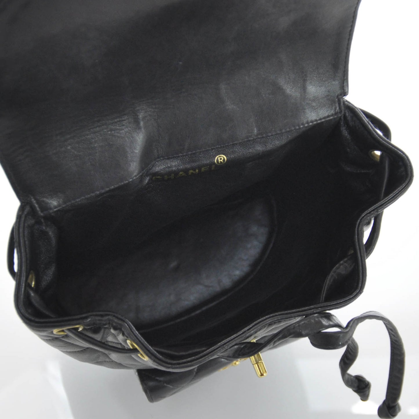 Lambskin Quilted Backpack Black