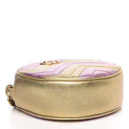 Gucci Metallic Nappa Matelasse Heart Mini GG Marmont Round Shoulder Bag Oro Vecchio Rosa 4 of 10