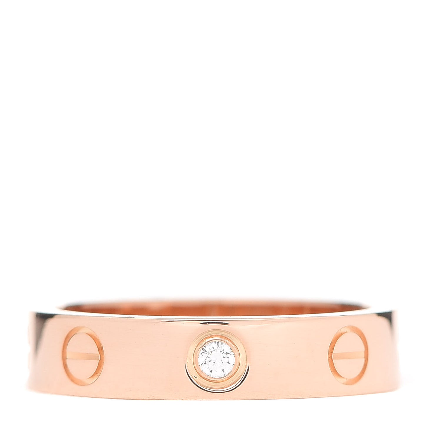 18K Pink Gold Diamond 4mm LOVE Wedding Band Ring 49 4.75
