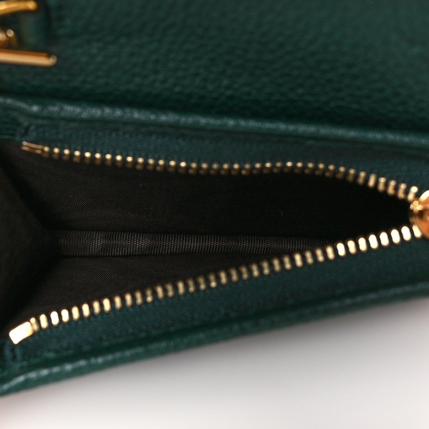Gucci Grainy Calfskin Zumi Chain Card Case Wallet Vintage Green 4 of 10