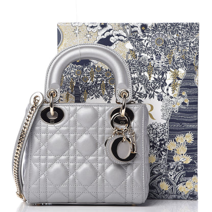Christian Dior Metallic Lambskin Cannage Mini Lady Dior Grey 11 of 11